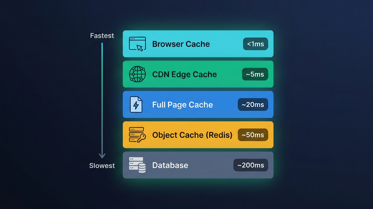 Caching layers diagram for WooCommerce performance